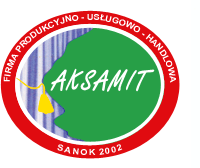 logo AKSAMIT - usługi krawieckie, akcesoria samochodowe, firanki, rolety, podgłówki, pokrowce
